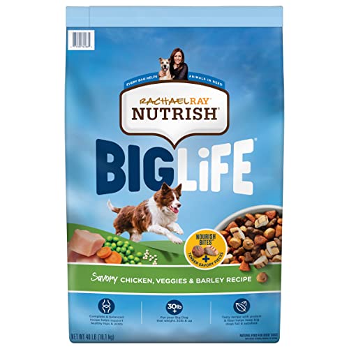 Rachael Ray Nutrish Big Life Dry Dog Food, Savory Chicken, Barley & Veggies, 40 Pounds
