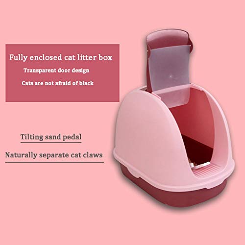  Luckxuan Cat Litter Box Fully Enclosed Cat Litter Cat Toilet Deodorant Anti-Splashing Cat Pot Large Flip Cat Litter Cat Supplies Cats Litter Pan (Color : Gray)