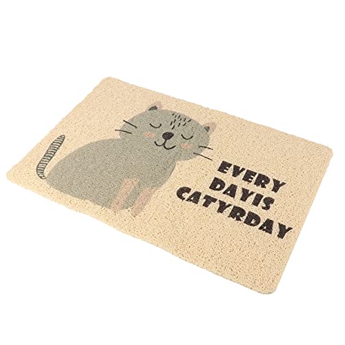  Outdoor Mats Cat Litter Mat, Cat Pad Cat Food Feeding Mat Pet Cushion Cat Litter Pad Washable Dog Cat Mat For Litter Boxes， Grey Cat Pattern Electric Litter Box