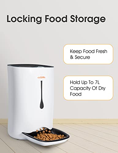  WOPET Automatic Dog Feeder, 7L Pet Food Dispenser For Cats And Dogs, Automatic Cat Feeders With Protion Control, Voice Recorder&Programmable Timer For Up To 5 Meals Per Day