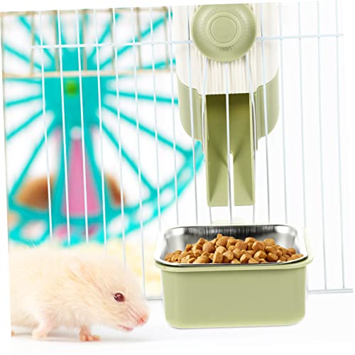  1 Set Dispenser Pig Cat Bird Cage Reusable Guinea Light Household Green Pigs Rat Stainless Bowl Ferrets Container Bunny Supply Feeder Food Accessories Cats Automatic Bowls Rabbits