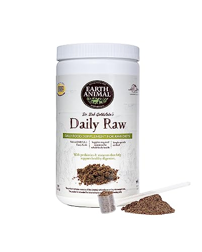  Earth Animal Daily Raw Cat Food & Raw Dog Food Topper - Complete Cat & Dog Vitamins Supplement, 1 Pound