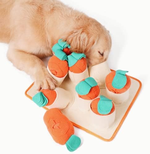  FOSSA Dog Snuffle Mat, Puppy Toys Feeding Mat With 8 Carrots Plush Dog Treat Puzzle Toys (Small)