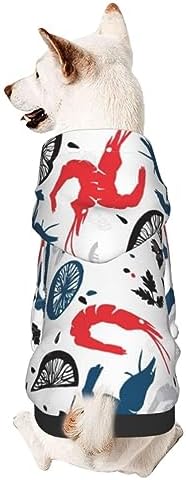  Shrimp Pattern Sea Food Pet Dog Costume Pets Wear Hoodies Fall Cloth Sweaters Sweatshirts Jacket Pullover