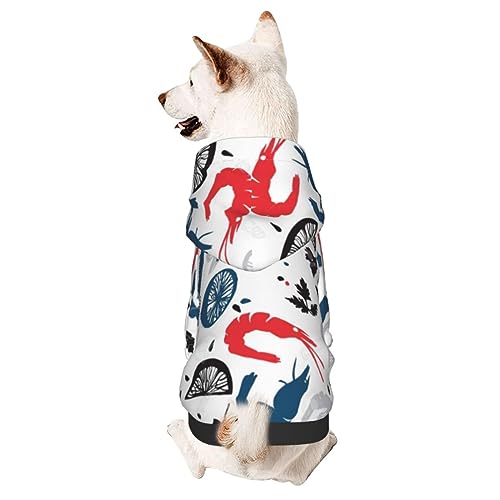  Shrimp Pattern Sea Food Pet Dog Costume Pets Wear Hoodies Fall Cloth Sweaters Sweatshirts Jacket Pullover