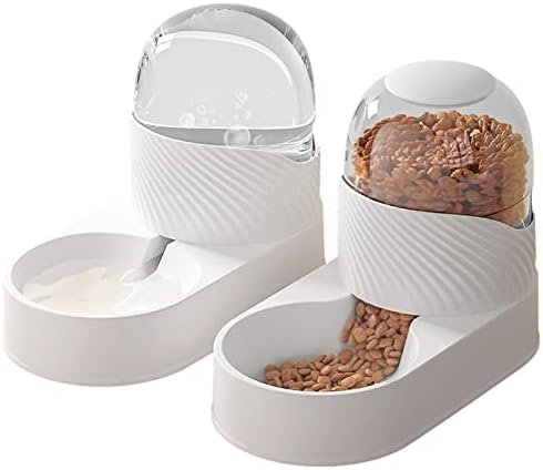  Lemtrflo Automatic Dog Cat Feeder And Water Dispenser Set,Gravity Dog Feeder And Waterer Set With Pet Food Bowl, 4L Capacity Cat Food Dispenser And Water Dispenser,Self Feeding Station For Dogs Cats
