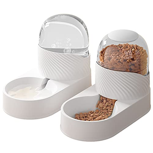  Lemtrflo Automatic Dog Cat Feeder And Water Dispenser Set,Gravity Dog Feeder And Waterer Set With Pet Food Bowl, 4L Capacity Cat Food Dispenser And Water Dispenser,Self Feeding Station For Dogs Cats