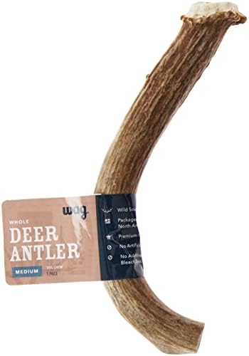  Amazon Brand - Wag Dog Elk Antler Chew, Naturally Shed, Whole, Medium 6-7.5 Inches (Best For Dogs 15-30 Lbs)
