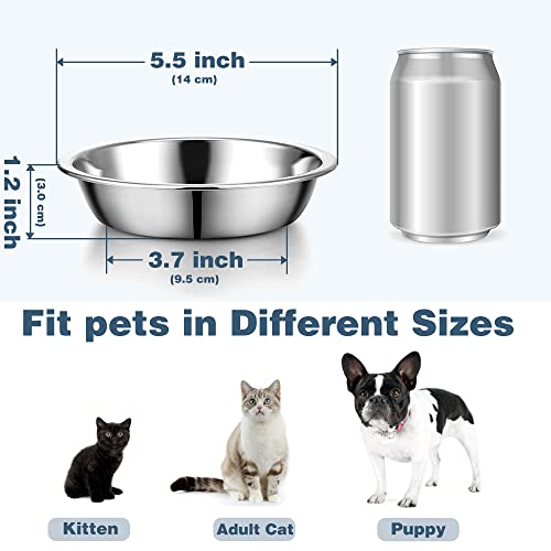  Arespark 12 Pcs 5.5 Inch Stainless Steel Cat Bowls, Replacement Basic Small Dog Bowl, Whisker Fatigue Relief Shallow Food Metal Dish, Feeding Plate For Elevated Stands, Dishwasher Safe, Cuenco Gato