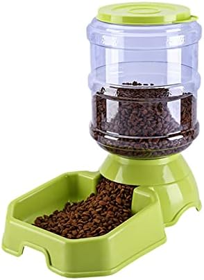  AYENCI Cat Automatic Water, 3.8L Dog Bowl Automatic Cat Feeder Large Capacity Pet Bowl Water Bottle For Cat Food Dish Water Dispenser Pet Feeding Supplies (Color : Green Food Feeder)