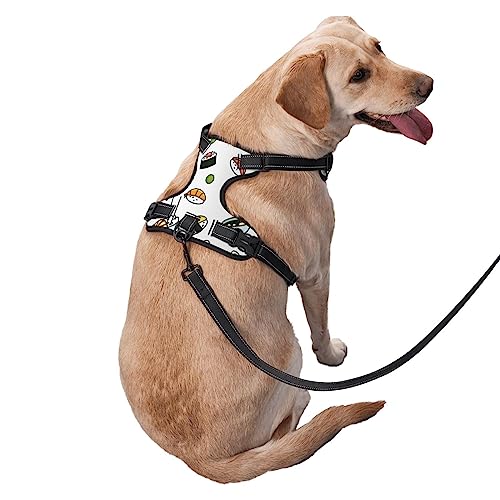  Food Illustration No Pull Dog Harness Adjustable Puppy Harness Reflective Dog Vest Harness Wear-Resistant Oxford Cloth Dog Harness With Leash For Small Medium Large Dogs