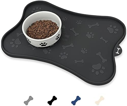  KPWACD Pet Placemat For Dog And Cat, Mat For Prevent Food And Water Overflow, Suitable For Small, Medium And Big Pet, Grey, Silicone