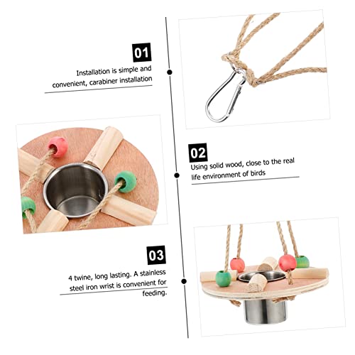  EVANEM Bird Swing Food Cup Comida Para Periquitos Cockatiel Stainless Steel Container Wild Bird Feeder Cockatiel Feeders Water Bowl Birdcage Hanging Bowl Parrots Feeding Swing Feed Water