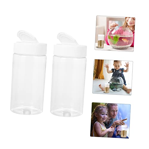  NOGRAX 2pcs Feeding Bottle Dispenser Container Small Animals Feeding Bottles Fish Food Containers White Terrarium Plastic Feeder