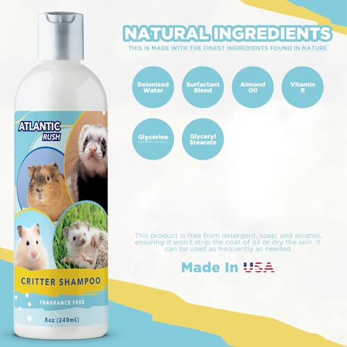  Critter Shampoo For Small Pets - 8oz Small Animal Fragrance Free Shampoo - Pet Shampoo For Small Critters Including Ferrets, Guinea Pigs Ferrets, Hedgehogs, Sugar Gliders, Rabbits, And Hamster