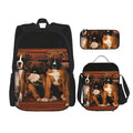  Puppies Dogs Pets Animals Backpack Set 3pcs With Lunch Bag Pencil Case Travel Daypack Lunch Bag Pencil Pouch Combination