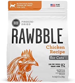  BIXBI Rawbble Freeze Dried Cat Food, Beef Recipe, 10 Oz - 97% Meat And Organs, No Fillers - Pantry-Friendly Raw Cat Food For Meal, Treat Or Food Topper - USA Made In Small Batches