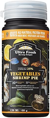  Ultra Fresh Algae Wafers Pleco Food, Spirulina & Algae, Sword Prawns, Balanced Diet, Color Enhancing, All Natural Ingredients, For Algae Eaters, Bottom Feeders, Vegetables Shrimp Pie, 5.11oz