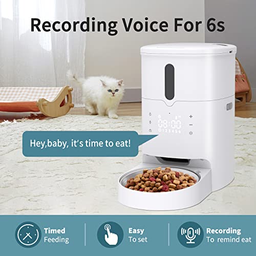  SUEHEE Automatic Cat Feeders,3L Dry Food Dispenser With Desiccant Bag Smart Feed For Cat And Dogs With Programmable Timer And Portion Up To 6 Meals, 50 Portions Per Meal, 6s Voice Recorder