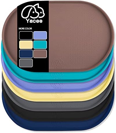  Yacee Silicone Dog Food Mat Waterproof, Easy Clean In Dishwasher, Pet And Cat Mats 0.5" Raised Edges, Placemat Tray To Stop Food Spills And Water Bowl Messes On Floor Large (Small, Black)