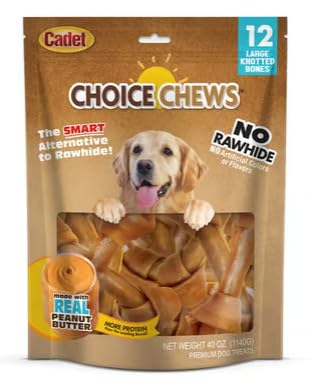 GENERIC Cadet Choice Chews 12 Large Knotted Bones No Rawhide No Artificial Colors Or Flavors, Made With Real Peanut Butter 40 OZ