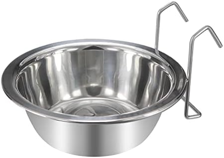  Wontee Pet Bowl Stainless Steel Hanging Food Water Bowls Bird Cage Feeder For Birds, Parrots, Small Sized Dogs And Cats (S+M+L)