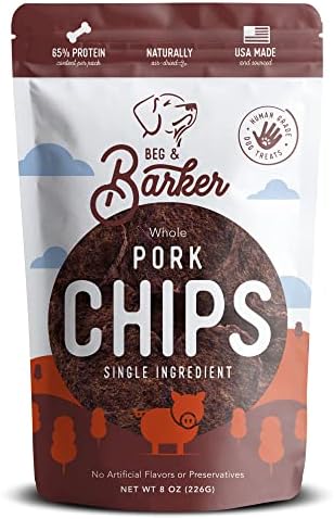  Beg & Barker Chicken Chips For Dogs (8oz, Pack Of 1) - Single Ingredient Dog Treats Made For Small And Large Dogs Protein Human Grade Dog Treats Made From Real Meat Chicken, Made In USA