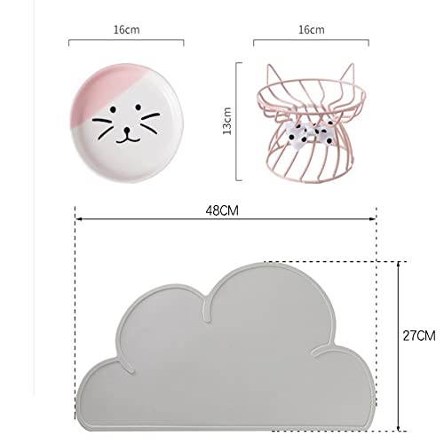  Shiningirl Raised Cat Food Bowls Ceramic Cat Bowl With Metal Stand Elevated Cat Feeding Bowl Cat Dish With Non-Slip Mat Pet Food Bowl For Cats And Small Dogs