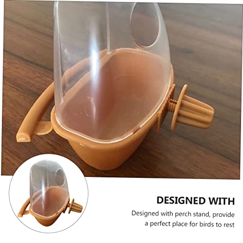 EVANEM Bird Food Box Clear Bird Feeder Bird Cages For Cockatiels Bird Cage Feeder Bird Coop Cup Bird Cage Bowl Parrot Feeder With Perch Bird Feeder With Stand Parrot Food Feeder Pet 2pcs