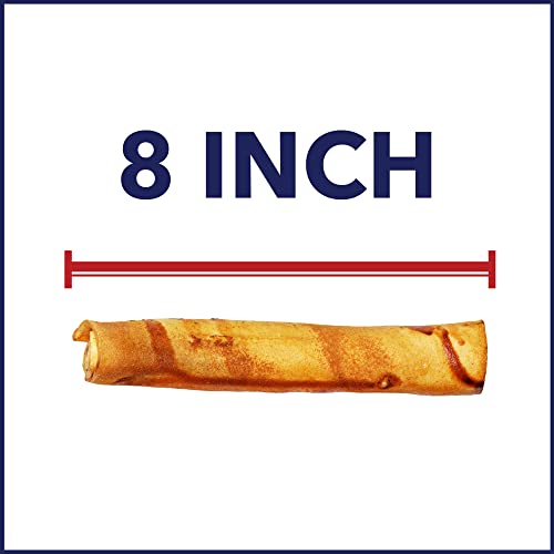  Pet Factory 100% Made In USA Beefhide 8" Rolls Dog Chew Treats - Beef & Chicken Flavor, 10 Count/1 Pack