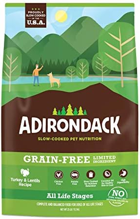  Adirondack Dog Food Made In USA [Limited Ingredient Grain Free Dog Food], Weight Management Dry Dog Food, Pork And Lentils Recipe, 4 Lb. Bag