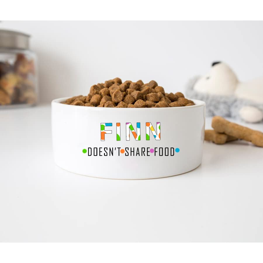 GENERIC Doesn't Share Food Customized Pet Name Bowl, Ceramic Food Bowl For Pets Available In Two Sizes, Dog Bowls, Cat Drinking Bowls