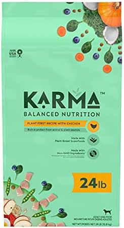  KARMA BALANCED NUTRITION Plant-First Recipe, Adult Natural Dry Dog Food With Chicken, 4 Lb. Bag