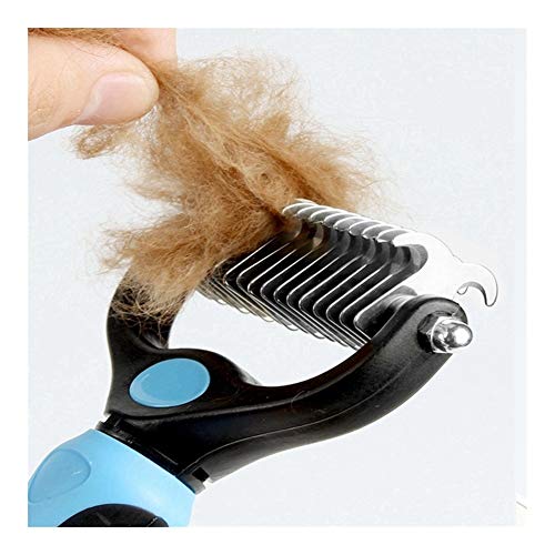  YangYan Dog Cat Trimmer Comb Rake Pet Fur Knot Cutter Remove Rake Comb Pets Brush Dematting Grooming Deshedding Tool (Color : Blue, Size : S)