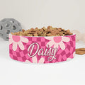 GENERIC Pet Bowl Cat Dog Bowls, Daisy Pink Checkered Pattern Bowl, Ceramic Dog Cat Pet Bowls Available In Two Sizes