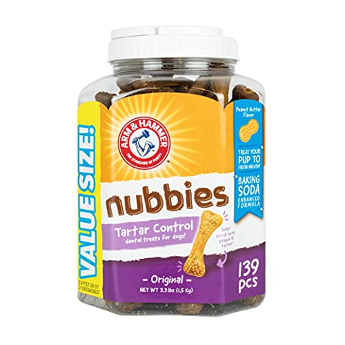  Arm & Hammer For Pets Nubbies Dental Treats For Dogs From Arm And Hammer - Dog Dental Chews Fight Bad Dog Breath, Plaque & Tartar-Dog Dental Care, 139 Count(Pack Of 1)