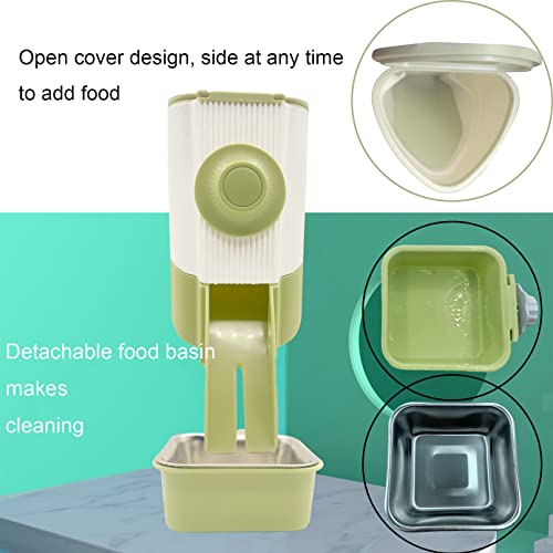  MUYG Rabbit Hanging Automatic Feeder Pets Food Bowl For Cages Pet Cage Gravity Feeder Bunny Removable​ Food Dispense For Small Animals Puppies Chinchilla (Green)