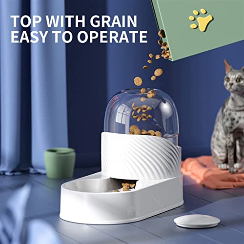  AYENCI Cat Automatic Water, Pet Automatic Feeder 2L Cat Automatic Dispenser Water Fountain Large Capacity Pet Bowls Dog Feeding Bowls Water Bottle (Color : A Food 2000ml)