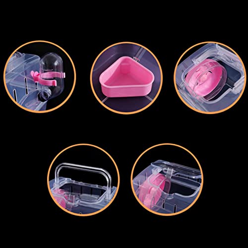  Angel3292 Hamster Travel Case With Food Bowl Running Wheel Multifunctional Portable Hamster Carrier Small Pet Crate Pet Supplies Small Pet