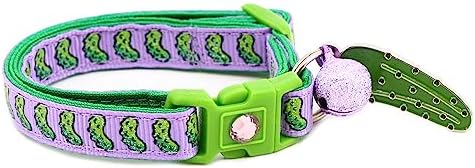  Pickle Cat Collar With Bell | Safety Breakaway Collar | Adjustable Large Size Or Kitten Collar (Small(10lbs & Less), Blue)