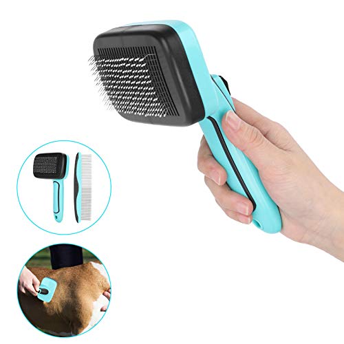  SAZAO Pet Removal Brush Pet Comb Retractable Slicker Dogs Cats Automatic Hair Removal
