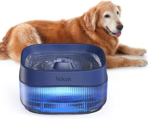  Veken Dog Water Fountain,135oz/4L Dog Water Bowl Dispenser And Automatic Pet Water Fountain For Small To Medium Dogs, Cats & Other Pets，Cat Water Fountain With Smart Pump And Replacement Filter(Grey)