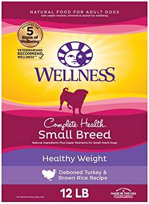  Wellness Complete Health Small Breed Dry Dog Food With Grains, Natural Ingredients, Made In USA With Real Turkey, For Dogs Up To 25 Lbs, (Adult, Turkey & Oatmeal, 4-Pound Bag)