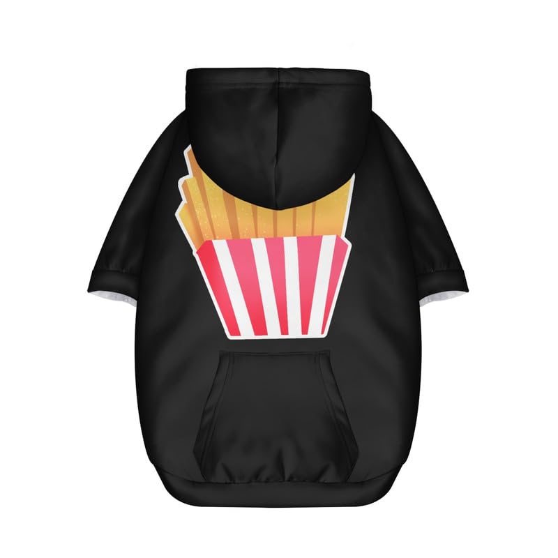  Rivatimrio Yummy French Fries Basic Dog Hoodie Sweatshirts, Cartoon Hand Drawn Fast Food Pet Clothes Hoodies With Hat, Soft Outfit Coat For Large Medium Small Dogs - S