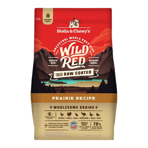  Stella & Chewy's Wild Red Dry Dog Food Raw Coated High Protein Wholesome Grains Prairie Recipe, 3.5 Lb. Bag