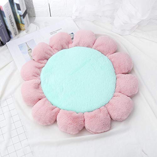 Big Incisors Best Dog Absorbant Mats, Warm Padded Flower Dog Bed Waterproof Washable Pet House Kennel Round Floor Carpet Crawling Mat-Pink-S Diameter 60cm
