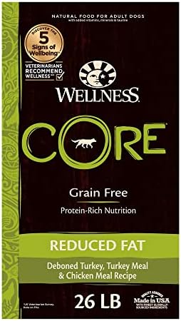  Wellness CORE Grain-Free High-Protein Dry Dog Food, Natural Ingredients, Made In USA With Real Meat, All Breeds, For Adult Dogs (Original Turkey & Chicken, 4-Pound Bag)