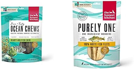  The Honest Kitchen Ocean Chews Hearty Wolffish Skins Dog Treats, 6 Oz (Beams)