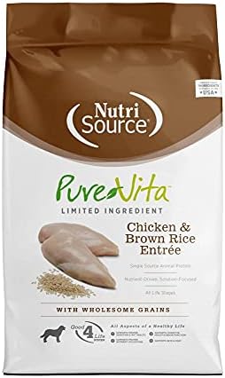  NutriSource Pure Vita Dog Food, Made With Chicken And Brown Rice, With Wholesome Grains, 25LB, Dry Dog Food