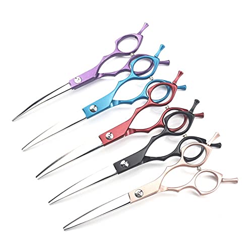  BITWIT Kitchen Baking, High-end Pet Grooming Scissors Color Grooming Scissors Small Mouth Finishing Scissors Up And Down Double Use (Color : Red Curved)